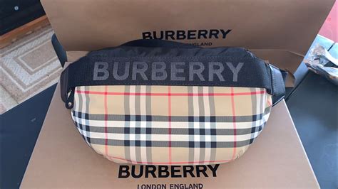 Burberry Black Banane Waist Bag, vintage check with original